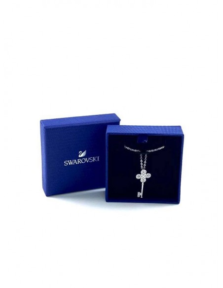 Swarovski Necklace Noble Key pendant, Key, White, Rhodium plated